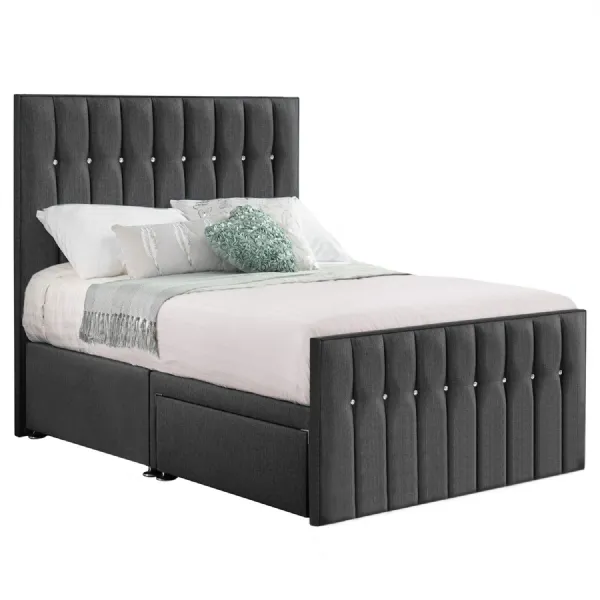 Grey Style Sparkle Hybrid Small Double Fabric Bed