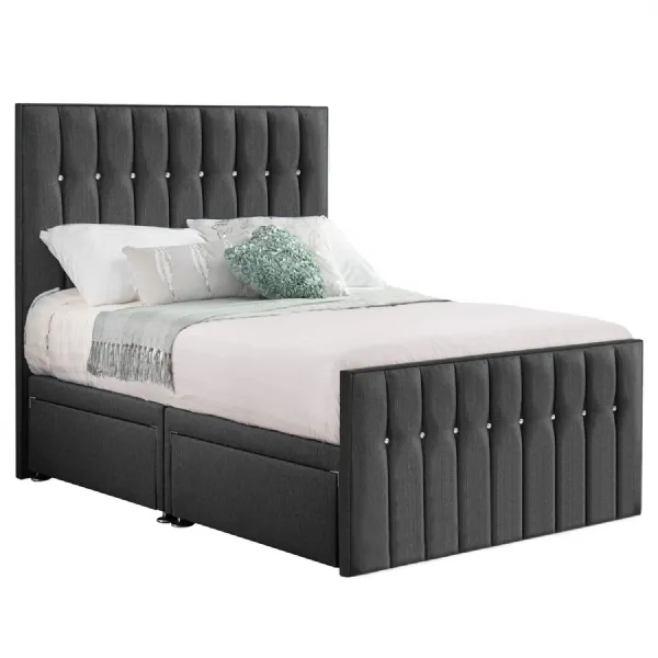 Grey Style Sparkle Hybrid Small Double Fabric Bed