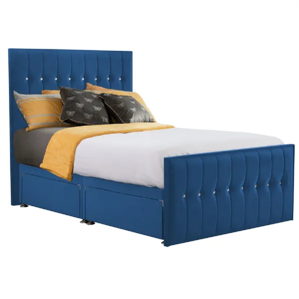 Royal Blue Style Sparkle Hybrid King Size Fabric Bed