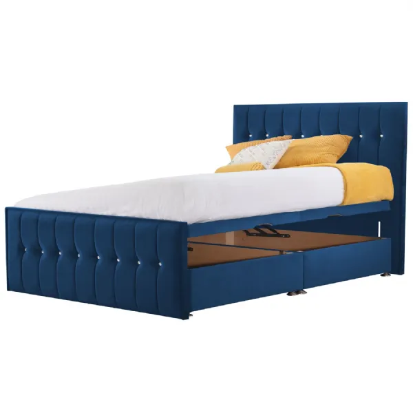 Royal Blue Style Sparkle Hybrid Super King Size Fabric Bed