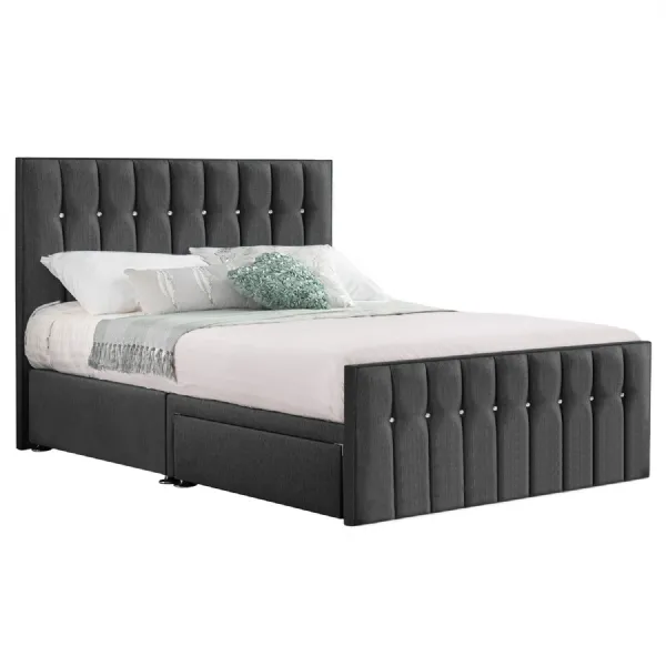 Grey Style Sparkle Hybrid Super King Size Fabric Bed