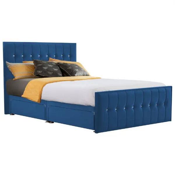 Royal Blue Style Sparkle Hybrid Super King Size Fabric Bed