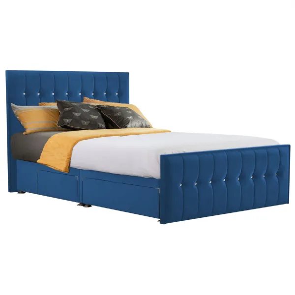 Royal Blue Style Sparkle Hybrid Super King Size Fabric Bed