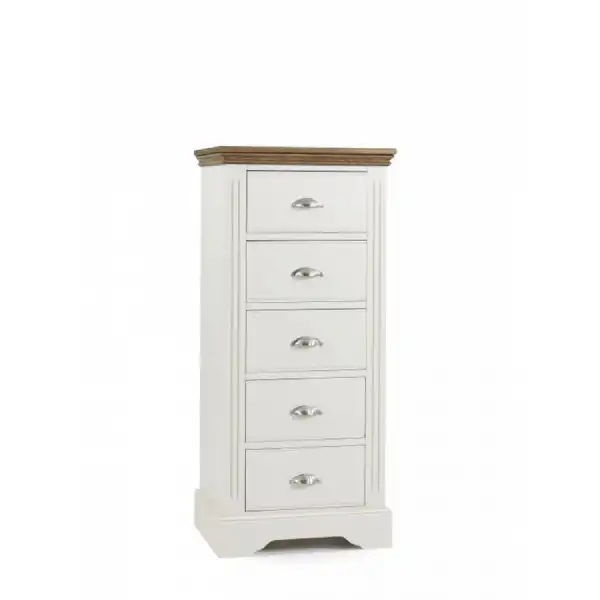 Kent Painted And Solid Oak Top 5 Drawer Narrow Chest