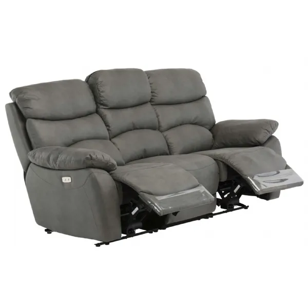 Dark Grey Soft Fabric Electric 3 Seat Sofa