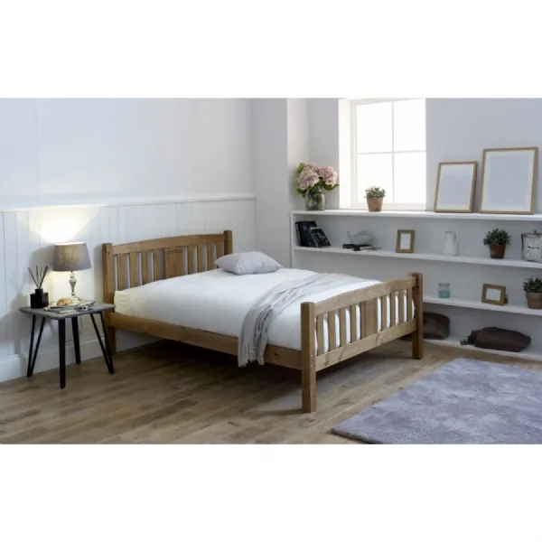 Honeycombe Waxed Pine Wooden 4ft 6 Double Bed