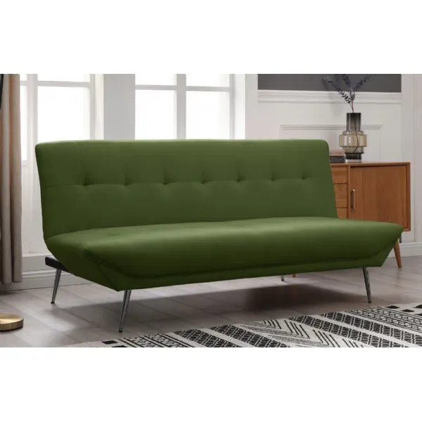 Green Fabric 3 Seater Sofa Bed