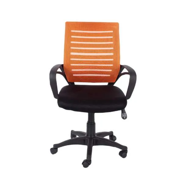 Loft Home Office Armed Chair, Orange Mesh Back, Black Fabric Seat And Black Base