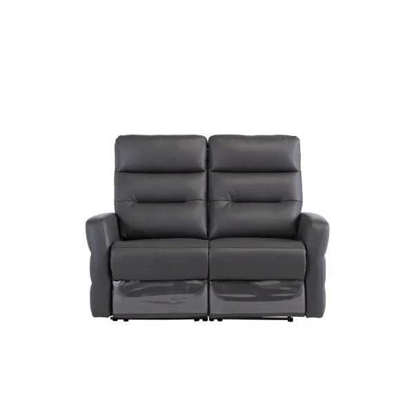 Charcoal Grey Leather Electric Recliner 2 Seat Sofa