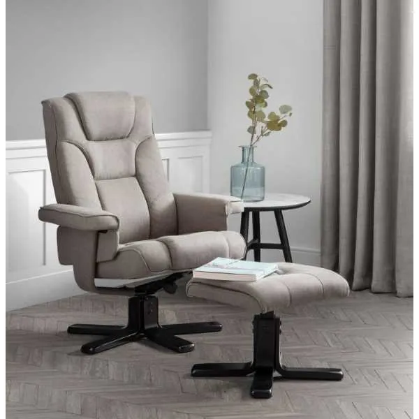 Grey Linen Fabric Swivel Recliner Swivel Chair and Stool Back Star Base