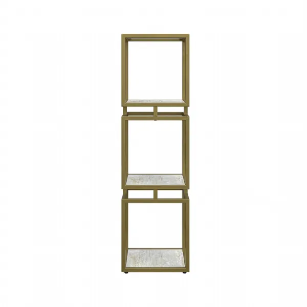 3 Tier Square Display Unit Cream And Gold