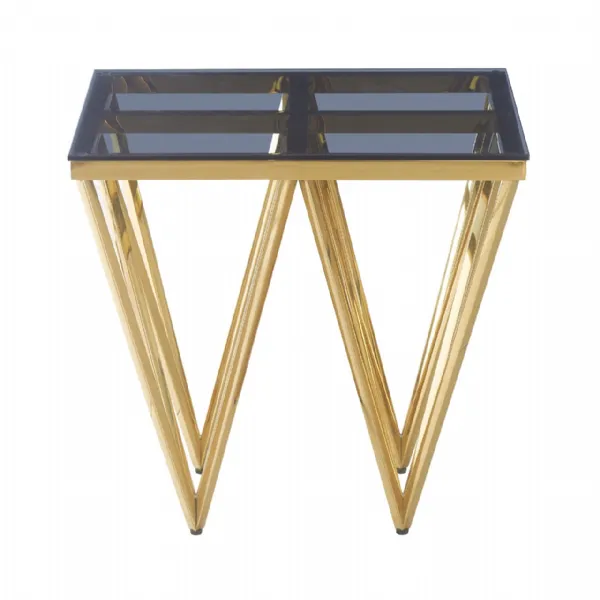 Gold Metal With Smoke Glass End Table