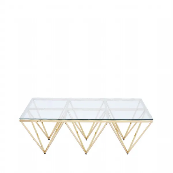 Gold Metal Coffee Table With Glass Top