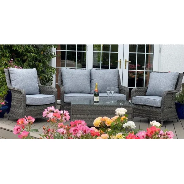 Luxury Grey Rattan Sofa Set and Coffee Table