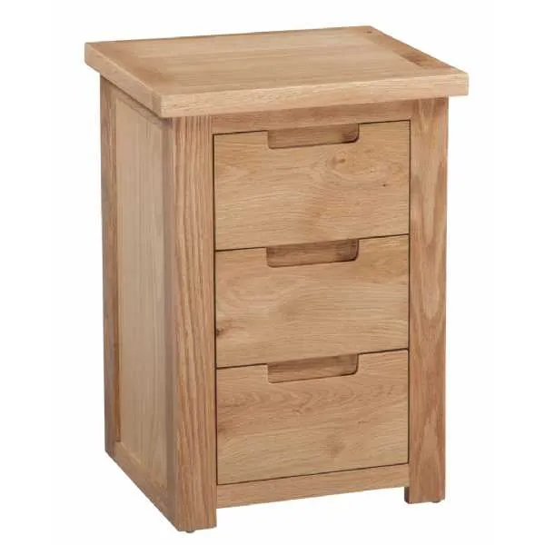 Light Oak 3 Drawer Bedside Chest Cabinet Moderna Collection