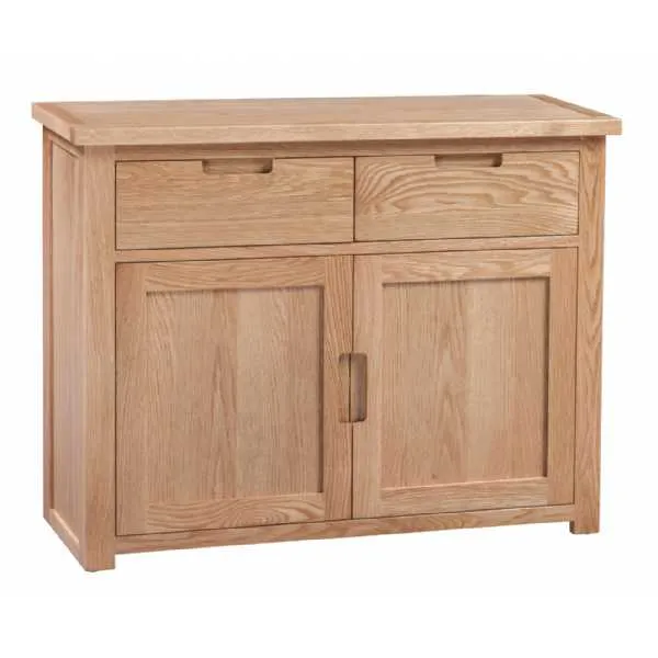 Light Oak Small Sideboard Cabinet With Shelf 2 Drawers 2 Doors Moderna Collection