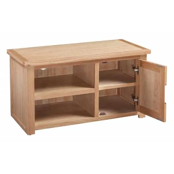 Small Oak Open TV Cabinet HiFi Media Unit With 1 Door Moderna Collection