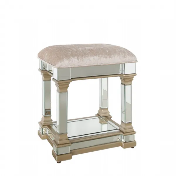 Mirrored Glass Champagne Gold Dressing Table Stool