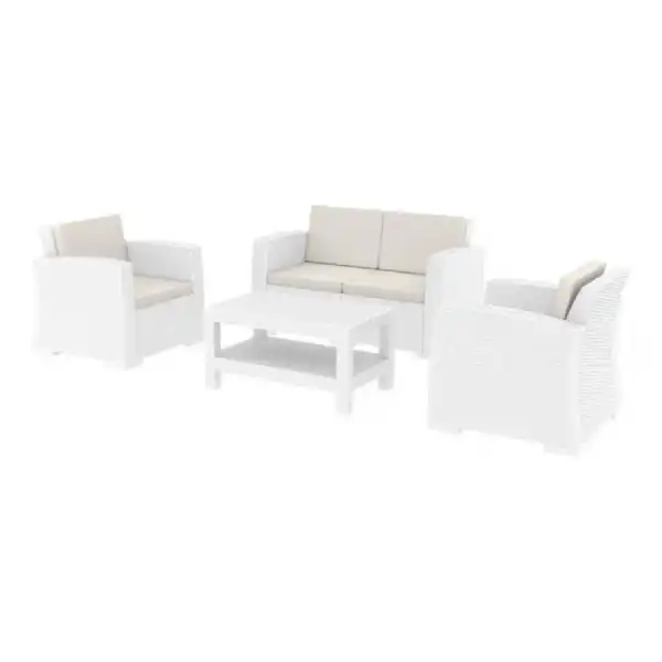 White Rattan Sofa Lounge Set Outdoor