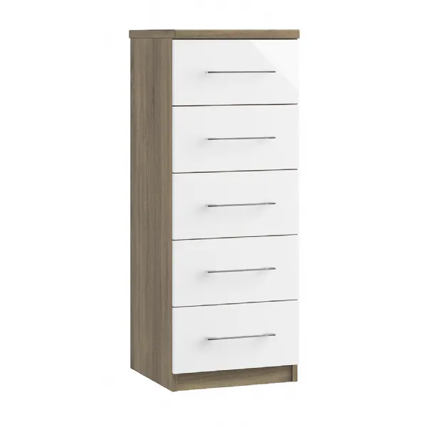 5 Drawer Narrow Chest of Drawers with Colour Option