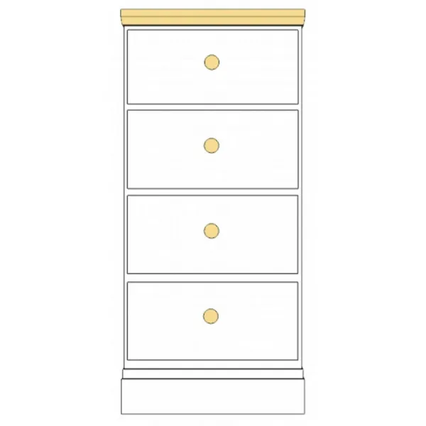 Painted and Solid Oak Top 4 Drawer Wellington Narrow Chest