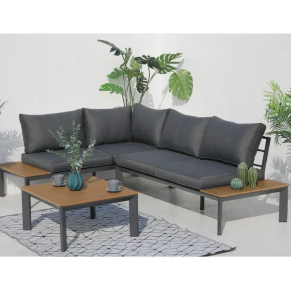 Modular Modern Corner Set with reclining Back in Dark Grey Fabric