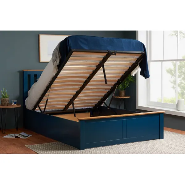 4ft Small Double Ottoman Bed Frame in Navy Blue