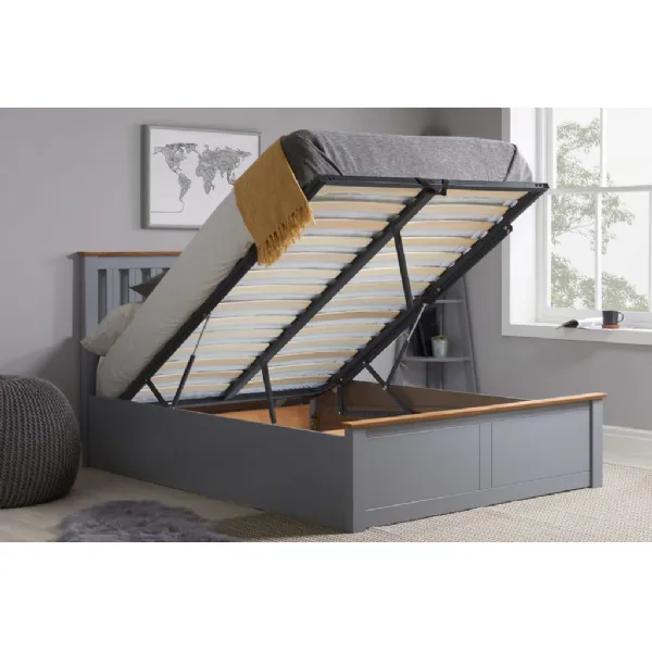 4ft Small Double Ottoman Bed Frame in Stone Grey