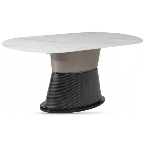 White Sintered Stone and Champagne Base 180cm Dining Table