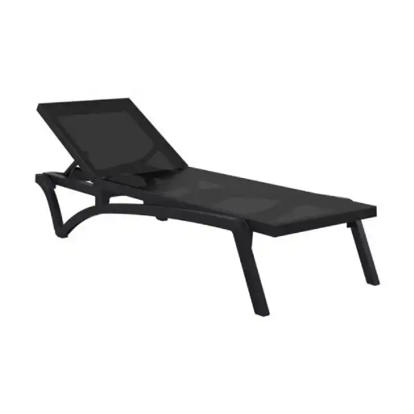 Sun Lounger in Black Weather Resistant