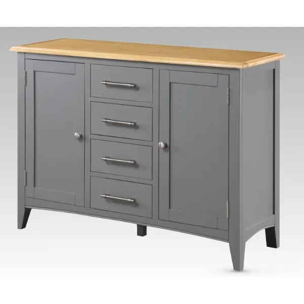 Solid Oak and Grey Painted 4 Drawer Sideboard