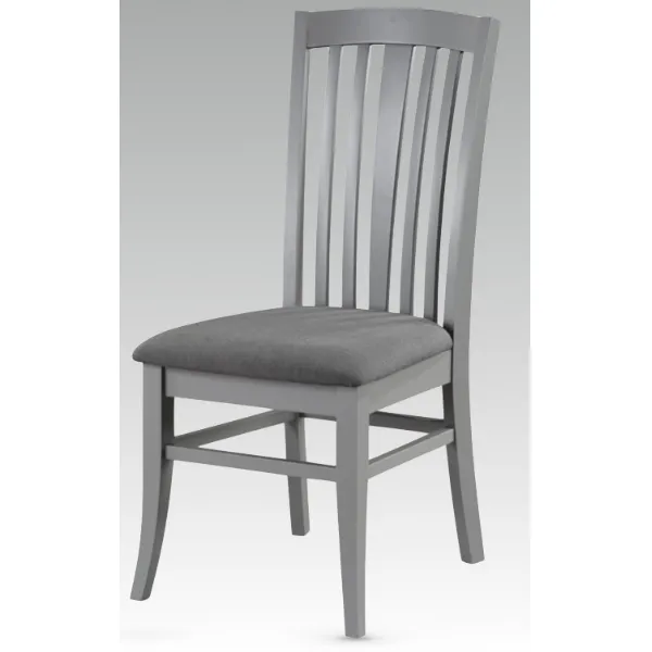 Solid Oak and Grey Painted Grey Upholstered Dining Chair