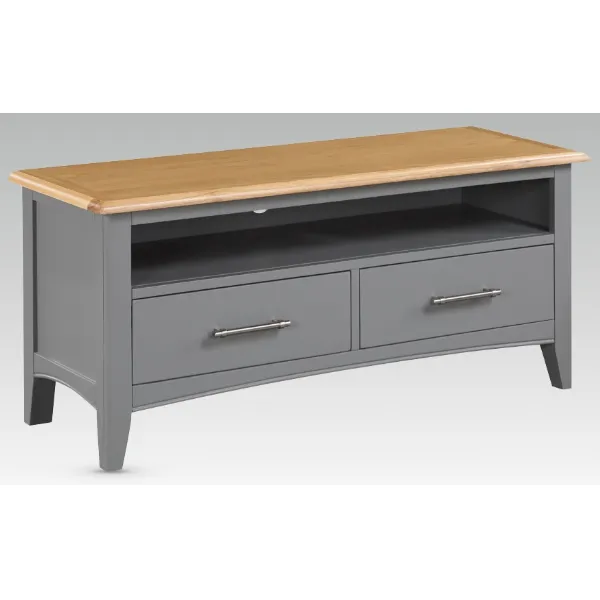 Solid Oak and Grey Painted 115cm TV Cabinet