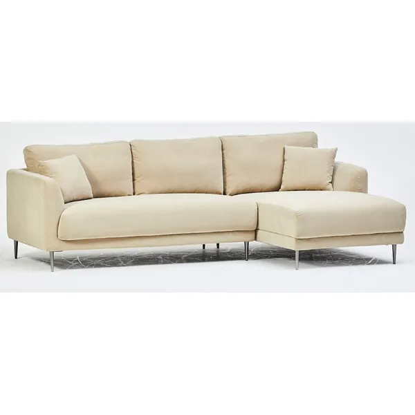 Corner Sofa with Right Chaise in Nordic Wickes Beige Fabric