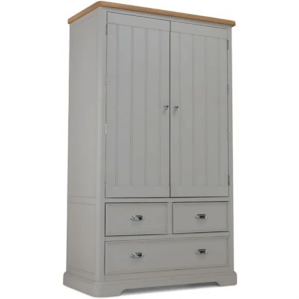 Oak and Grey Painted Large Double Larder