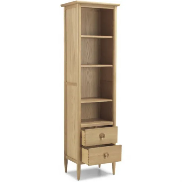 Natural Oak Slim 2 Drawer Bookcase