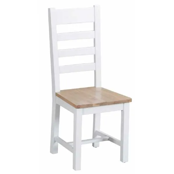 Modern Style Wooden White Painted Ladder Back Kitchen Dining Room Chair 100 x 41cm