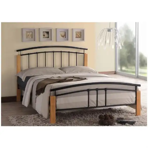 Strata Black and Pine Wood Posts Bed Frames