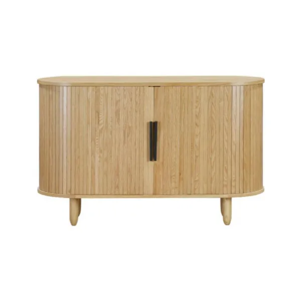 Oak Wooden Oval Sliding Door Small Sideboard