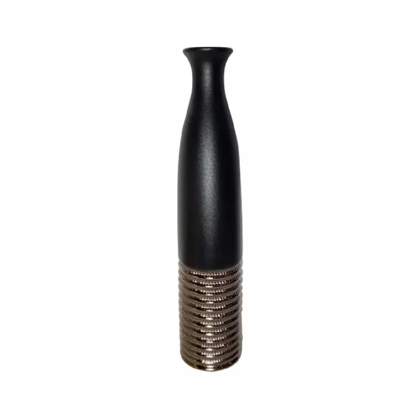 80. 5cm Black And Textured Bronze Ceramic Floor Vase
