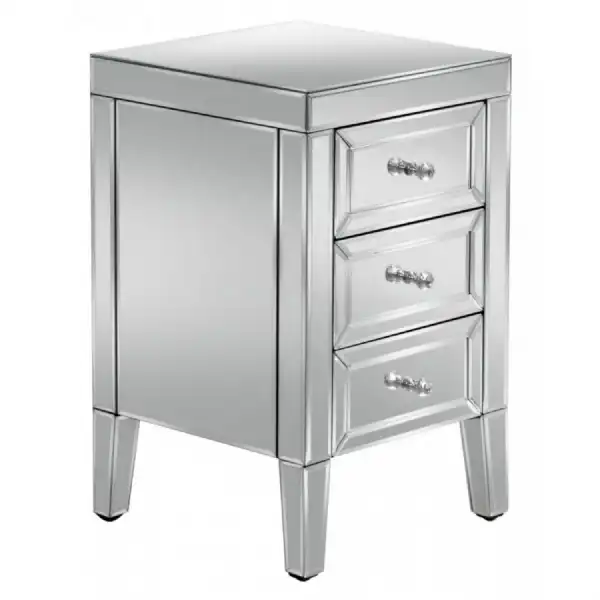 Valencia Mirrored 3 Drawer Bedside