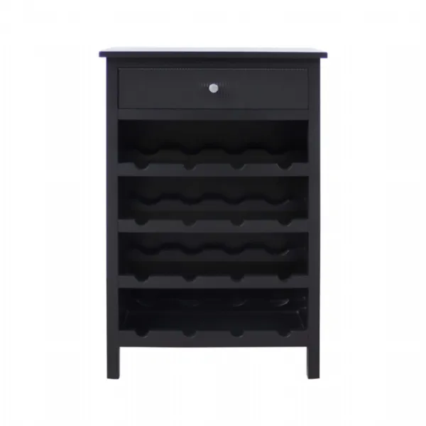 Lindon Black 1 Drawer Wine Rack Storage Cabinet