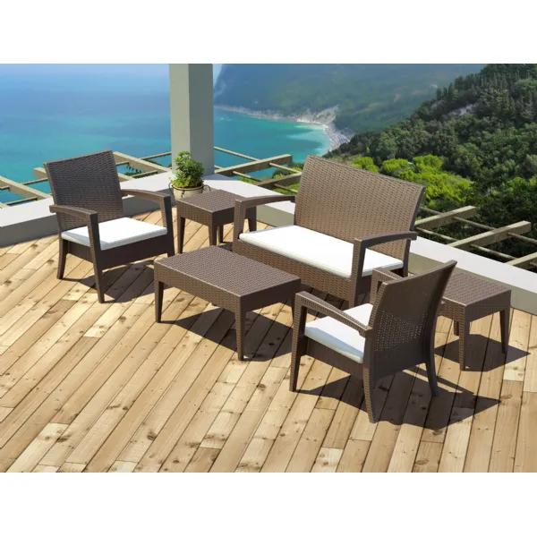 Outdoor Dark Brown 6 Piece Lounge Set