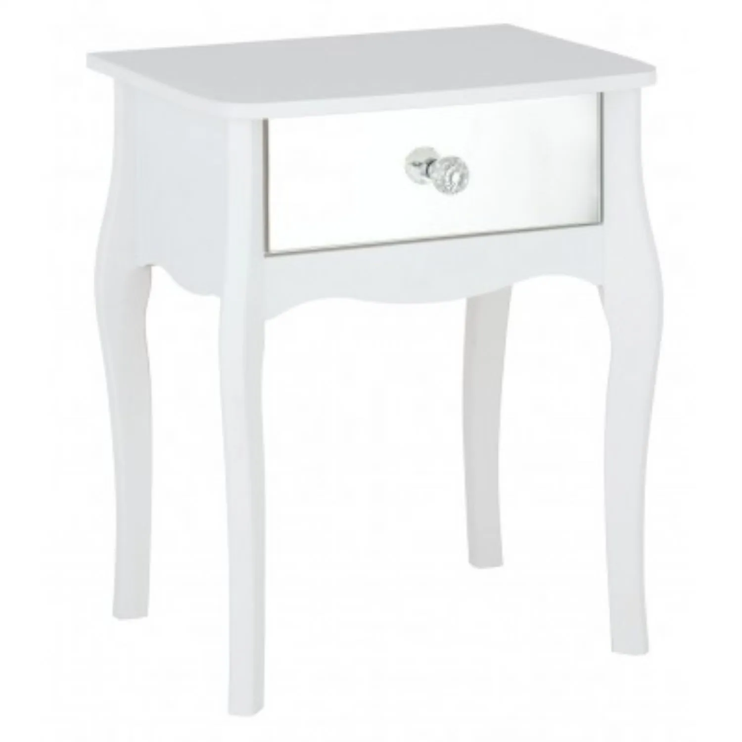 Baroque Mirrored Nightstand in White