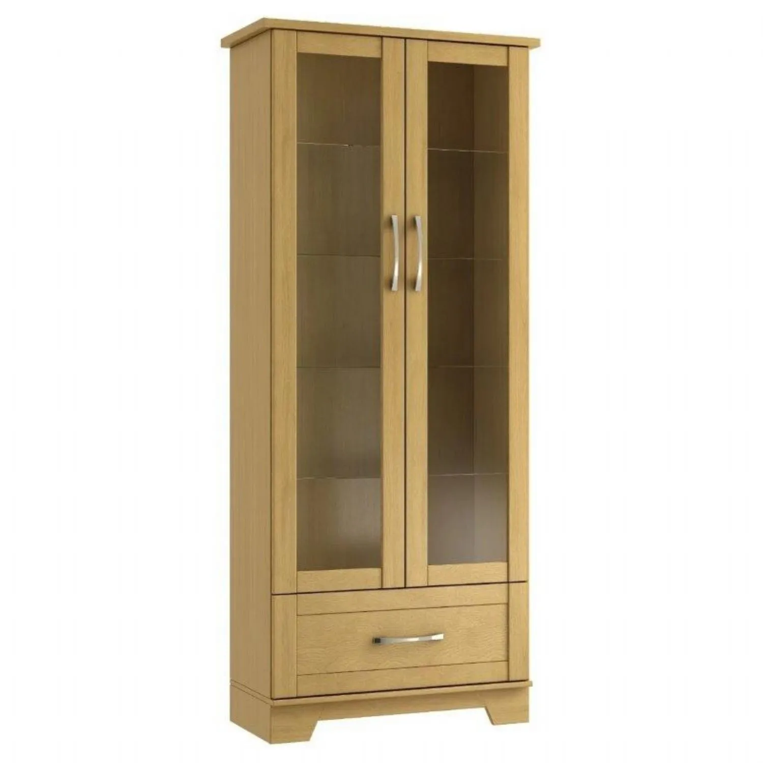 Oak or Grey 2 Door Tall Display Cabinet, No Lights