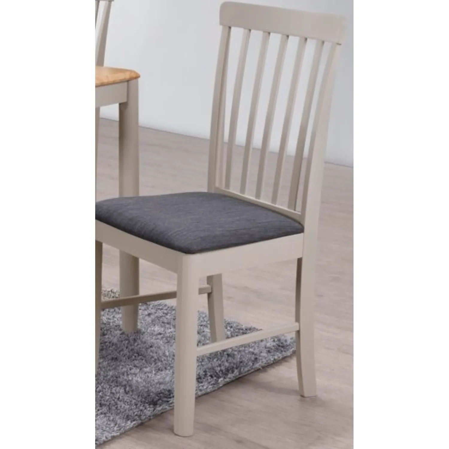 Light Oak and Grey Painted Padded Dining Chair