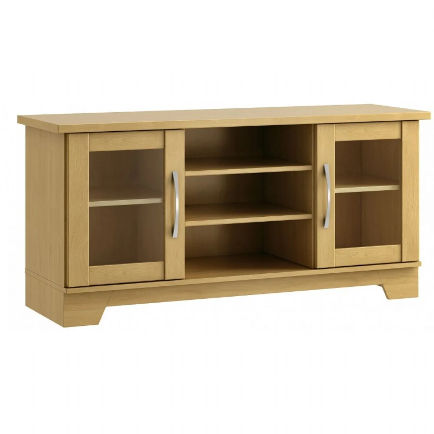 Oak or Grey 2 Glass Doors and Shelved 127cm TV Cabinet