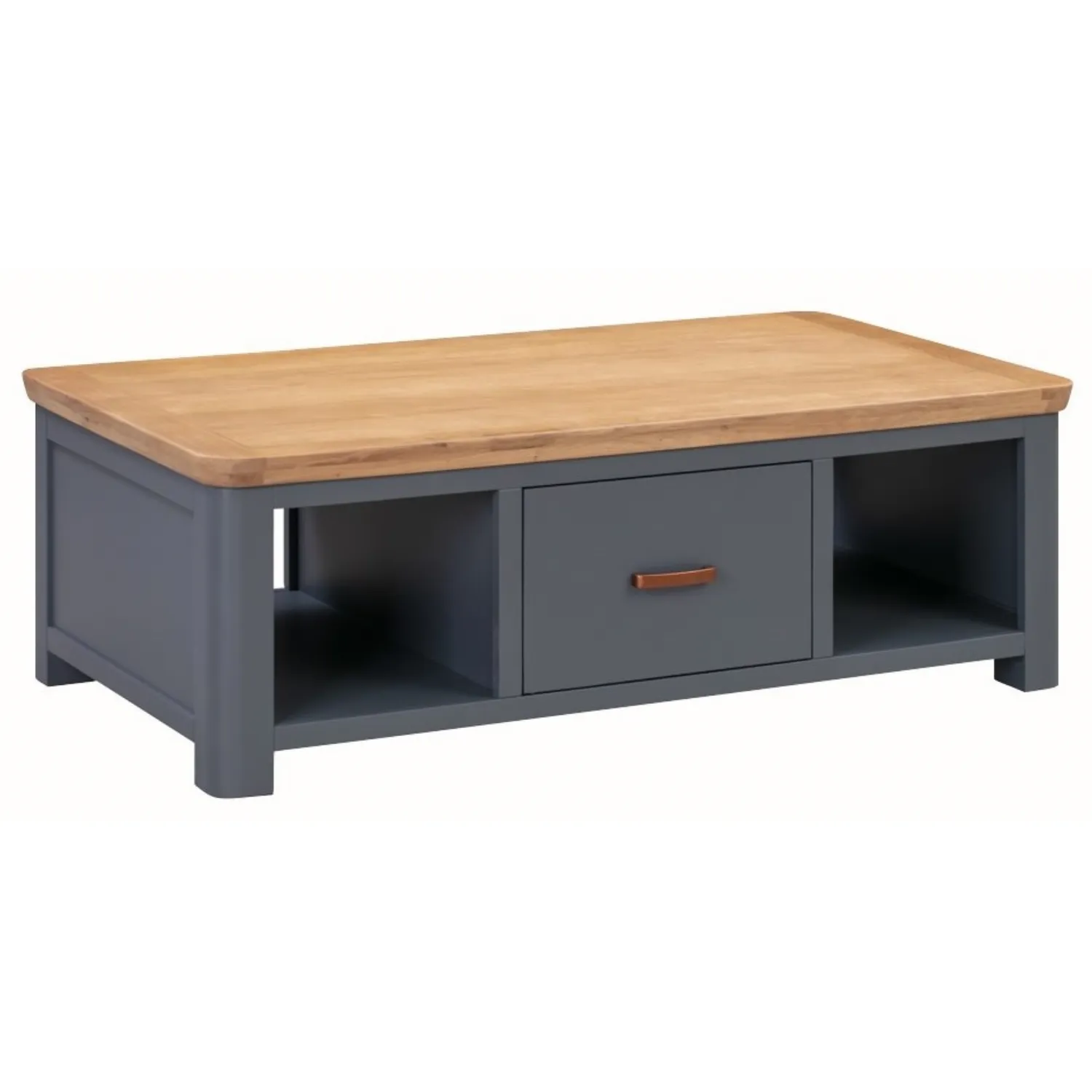 Solid Oak and Blue Large Coffee Table