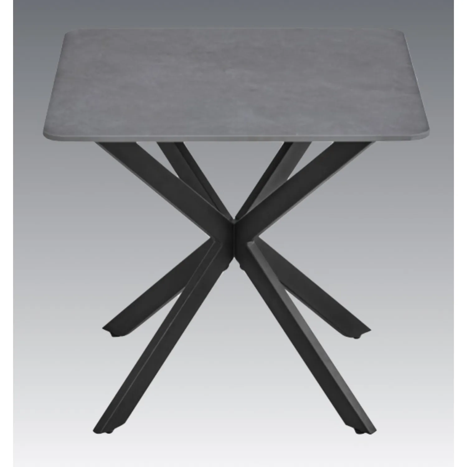 Grey Sintered Stone and Black Metal Legs Lamp Table