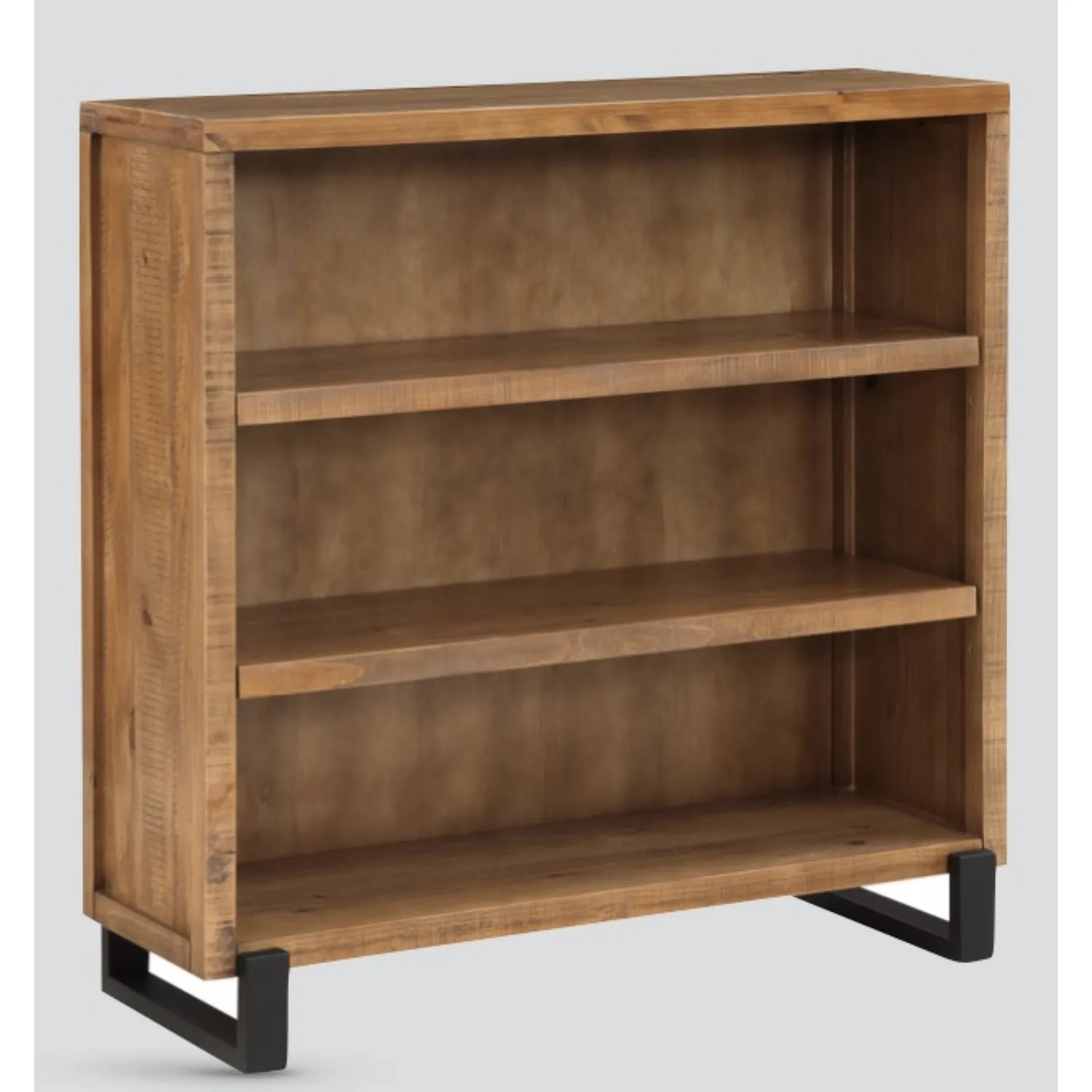 Rustic Solid Pine Low Bookcase